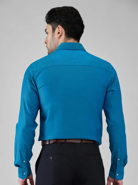 Raymond Men Blue Structured Contemporary Fit Cotton Wrinkle Free Formal Shirt