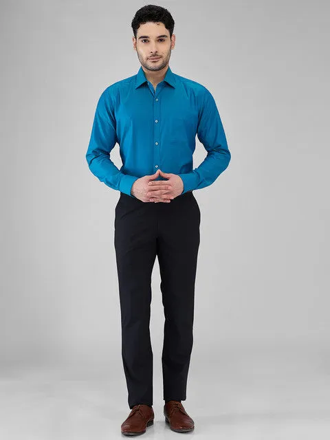 Raymond Men Blue Structured Contemporary Fit Cotton Wrinkle Free Formal Shirt