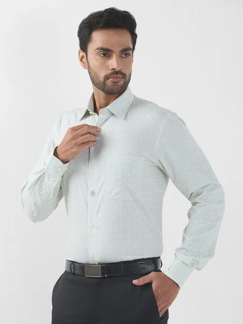 Raymond Men Green Checks Contemporary Fit Cotton Formal Shirts
