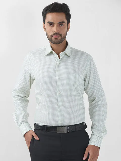 Raymond Men Green Checks Contemporary Fit Cotton Formal Shirts