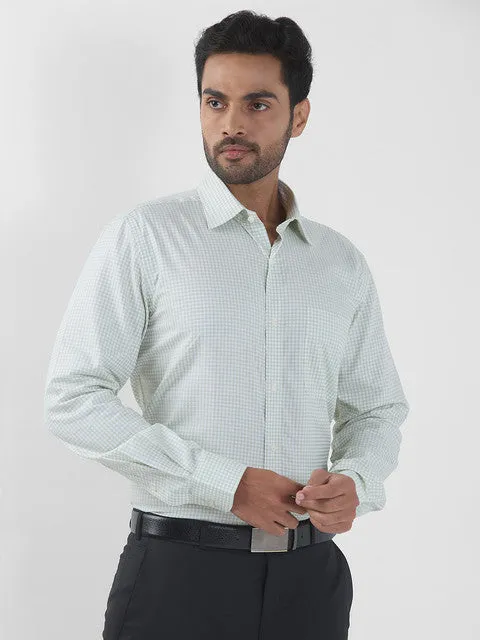 Raymond Men Green Checks Contemporary Fit Cotton Formal Shirts