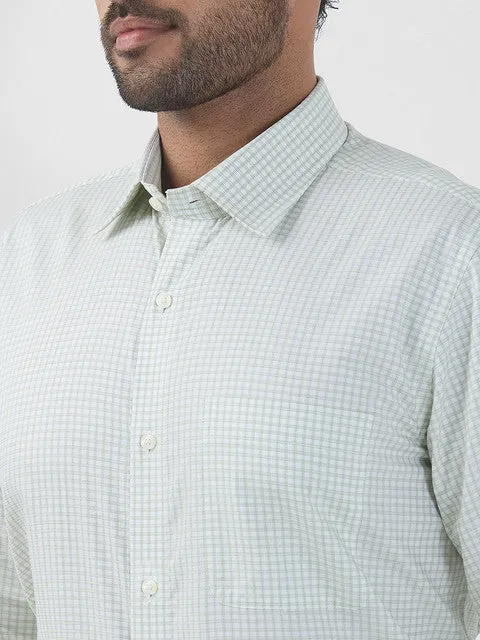 Raymond Men Green Checks Contemporary Fit Cotton Formal Shirts