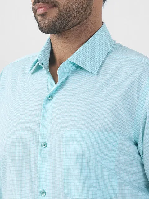 Raymond Men Green Checks Contemporary Fit Cotton Wrinkle Free Formal Shirt