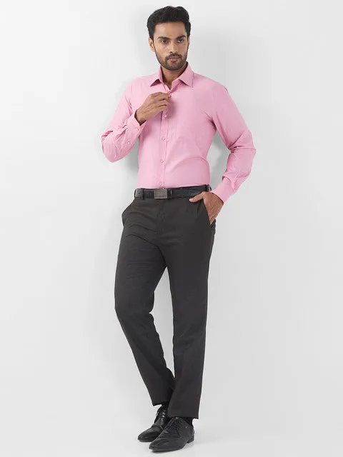 Raymond Men Pink Solid Contemporary Fit Cotton Formal Shirts