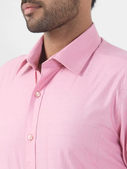Raymond Men Pink Solid Contemporary Fit Cotton Formal Shirts