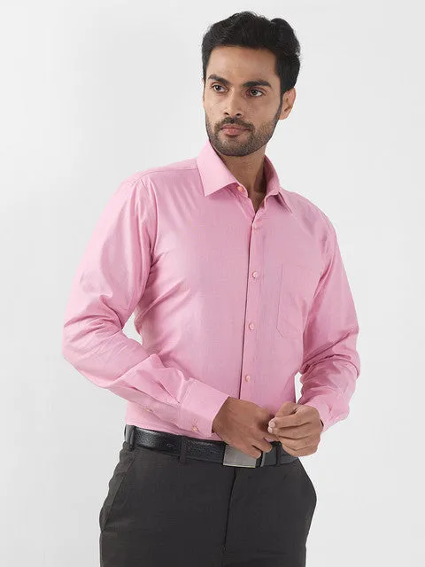 Raymond Men Pink Solid Contemporary Fit Cotton Formal Shirts