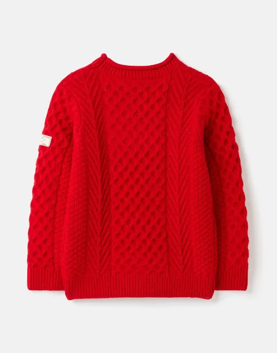 Red Aran Knit Sweater - Select Size