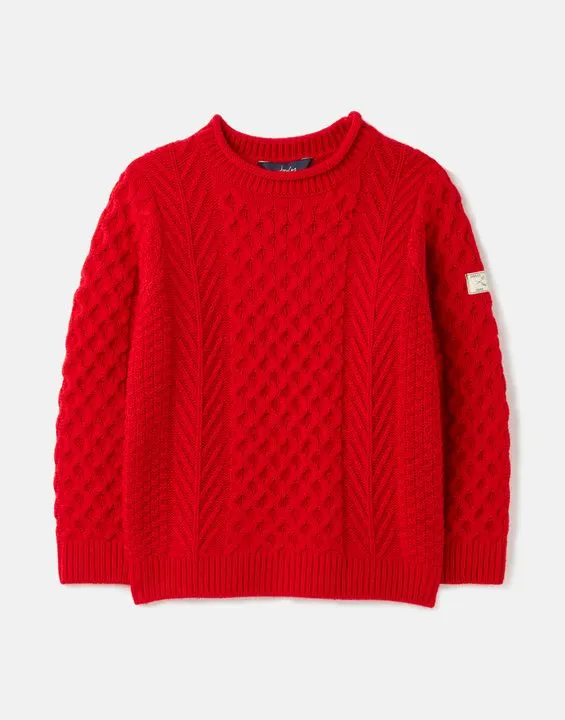 Red Aran Knit Sweater - Select Size