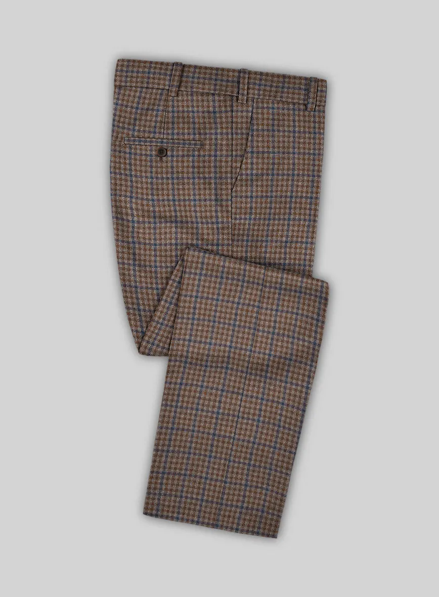 Reda Baez Brown Checks Wool Pants