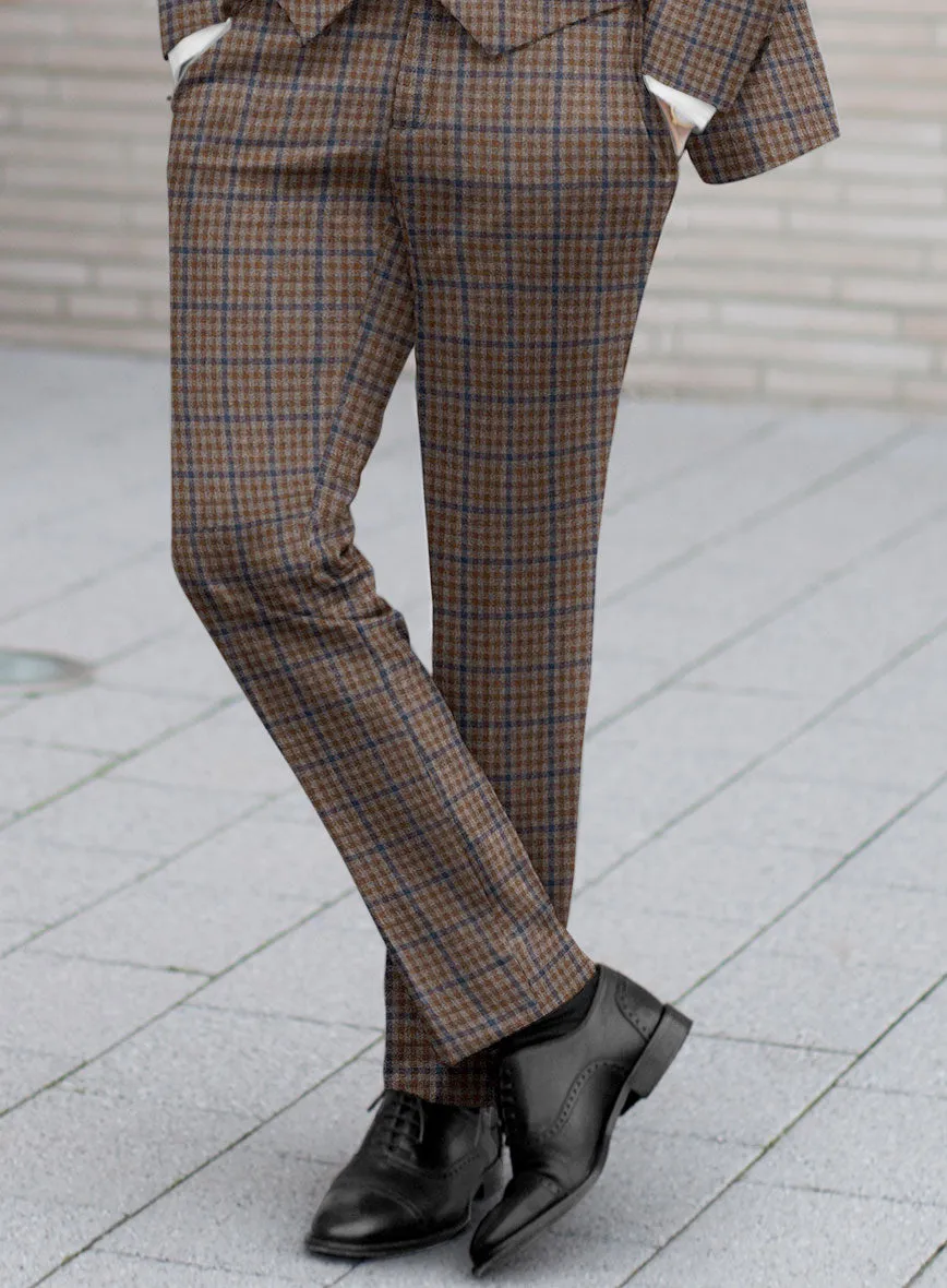 Reda Baez Brown Checks Wool Pants