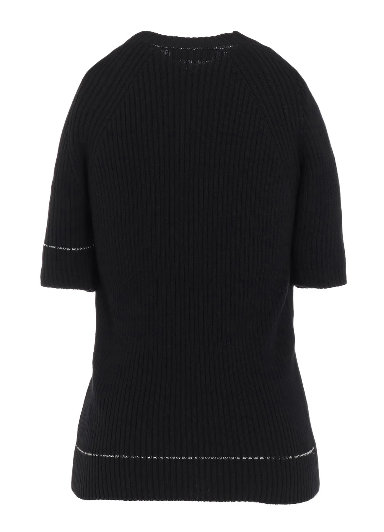 RIB STITCH TWISTED HALF SLEEVE RIB PULLOVER