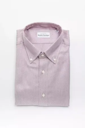 Robert Friedman Elegant Red Cotton Button-Down Shirt
