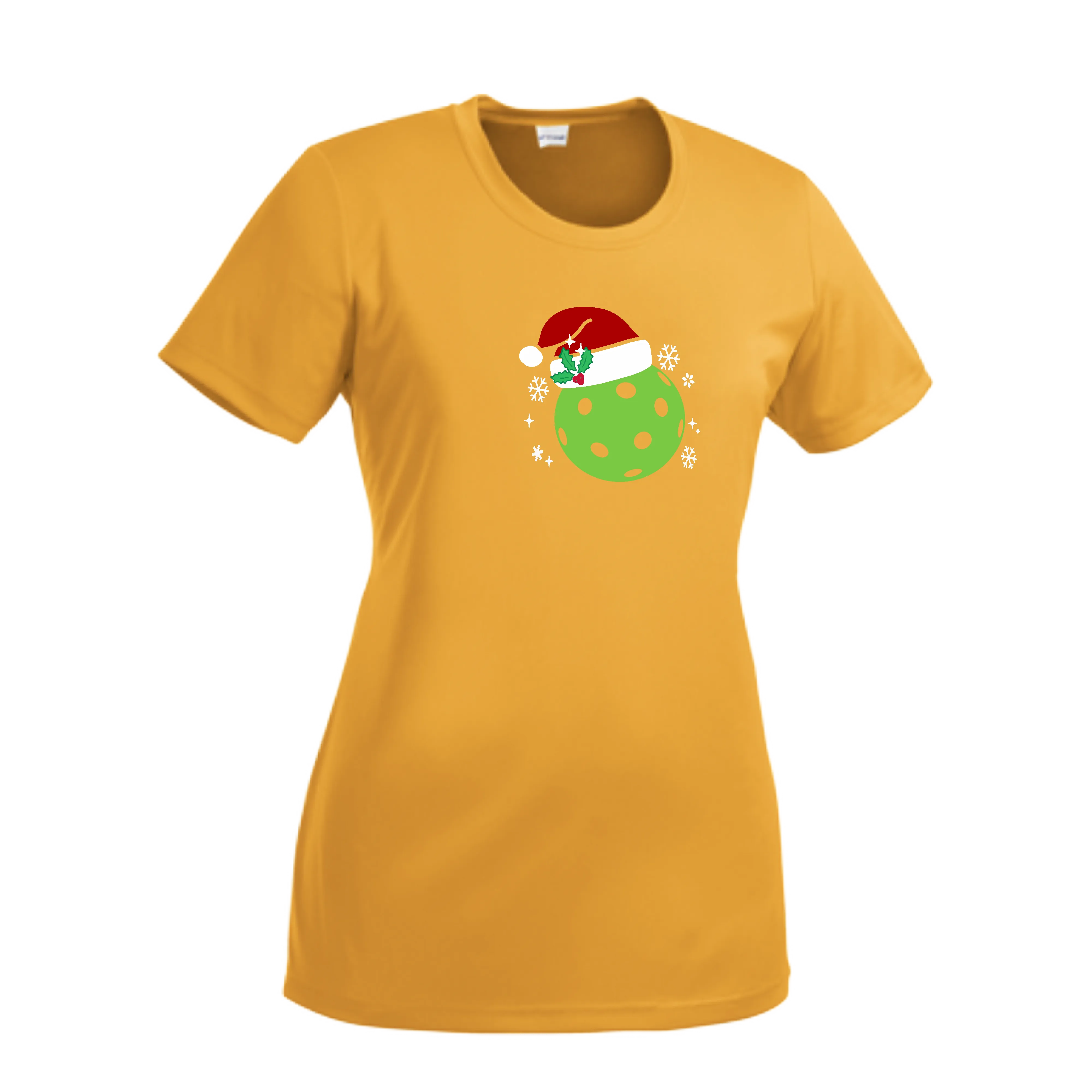 Santa Hat | Women’s Short Sleeve Crewneck Pickleball Shirts | 100% Polyester
