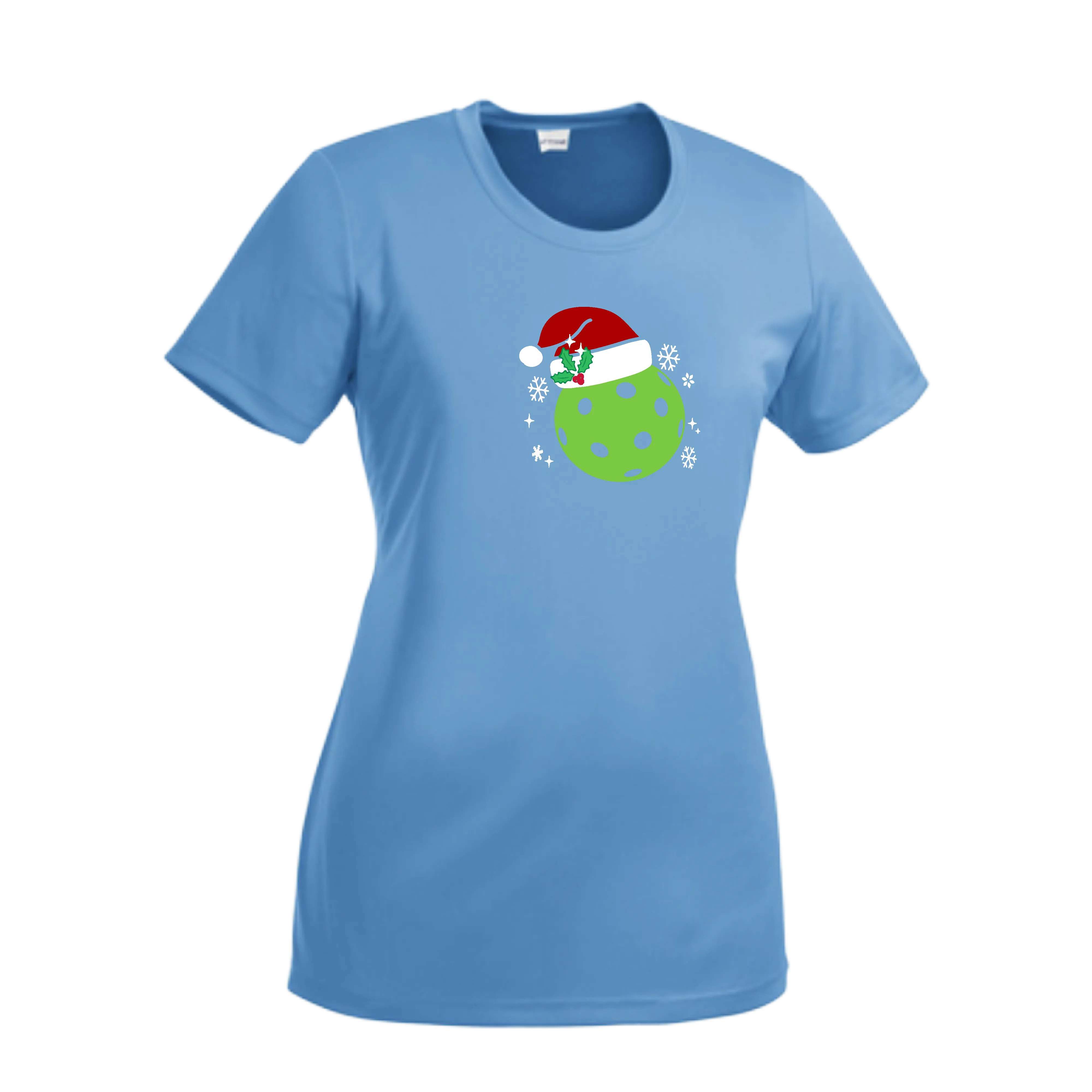 Santa Hat | Women’s Short Sleeve Crewneck Pickleball Shirts | 100% Polyester