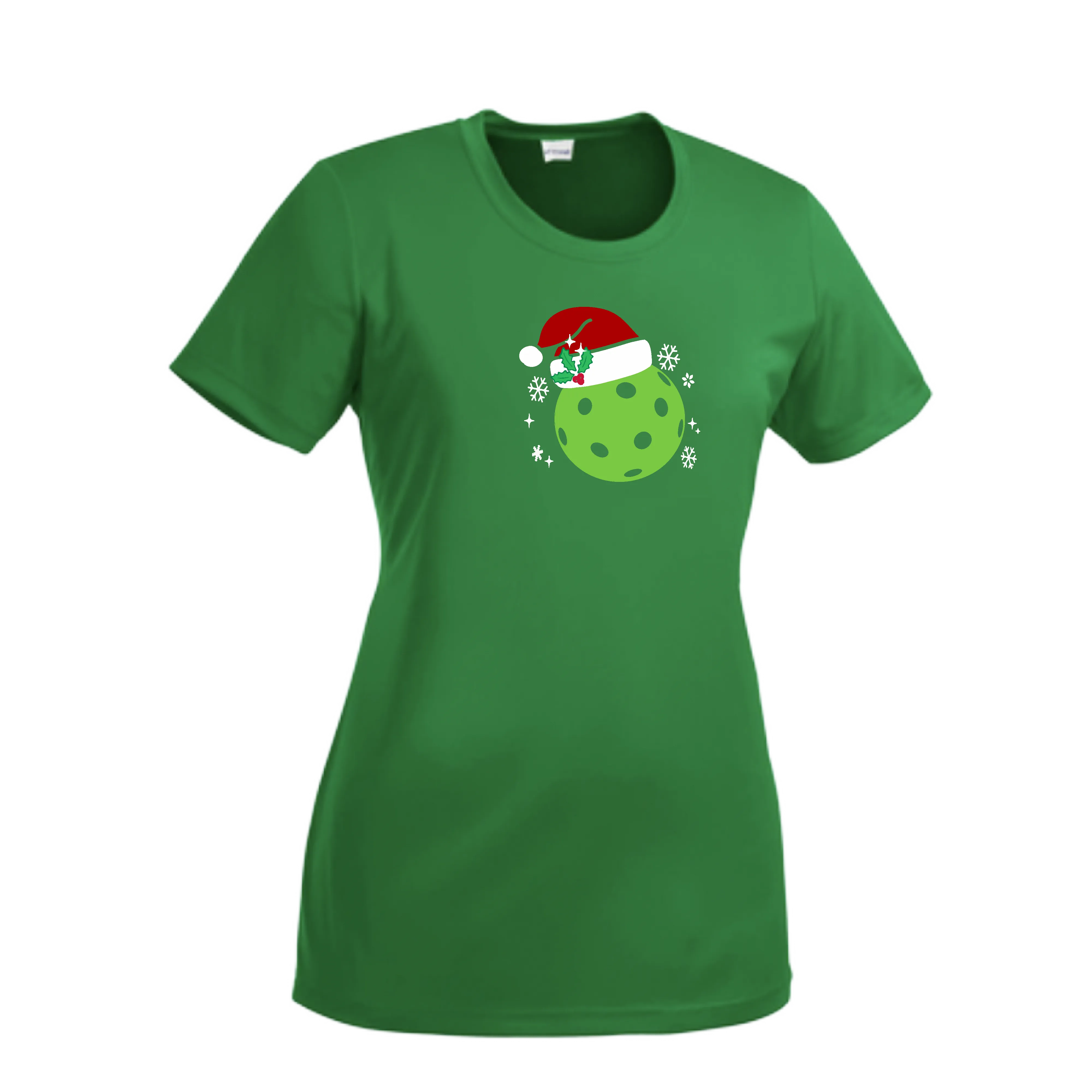 Santa Hat | Women’s Short Sleeve Crewneck Pickleball Shirts | 100% Polyester