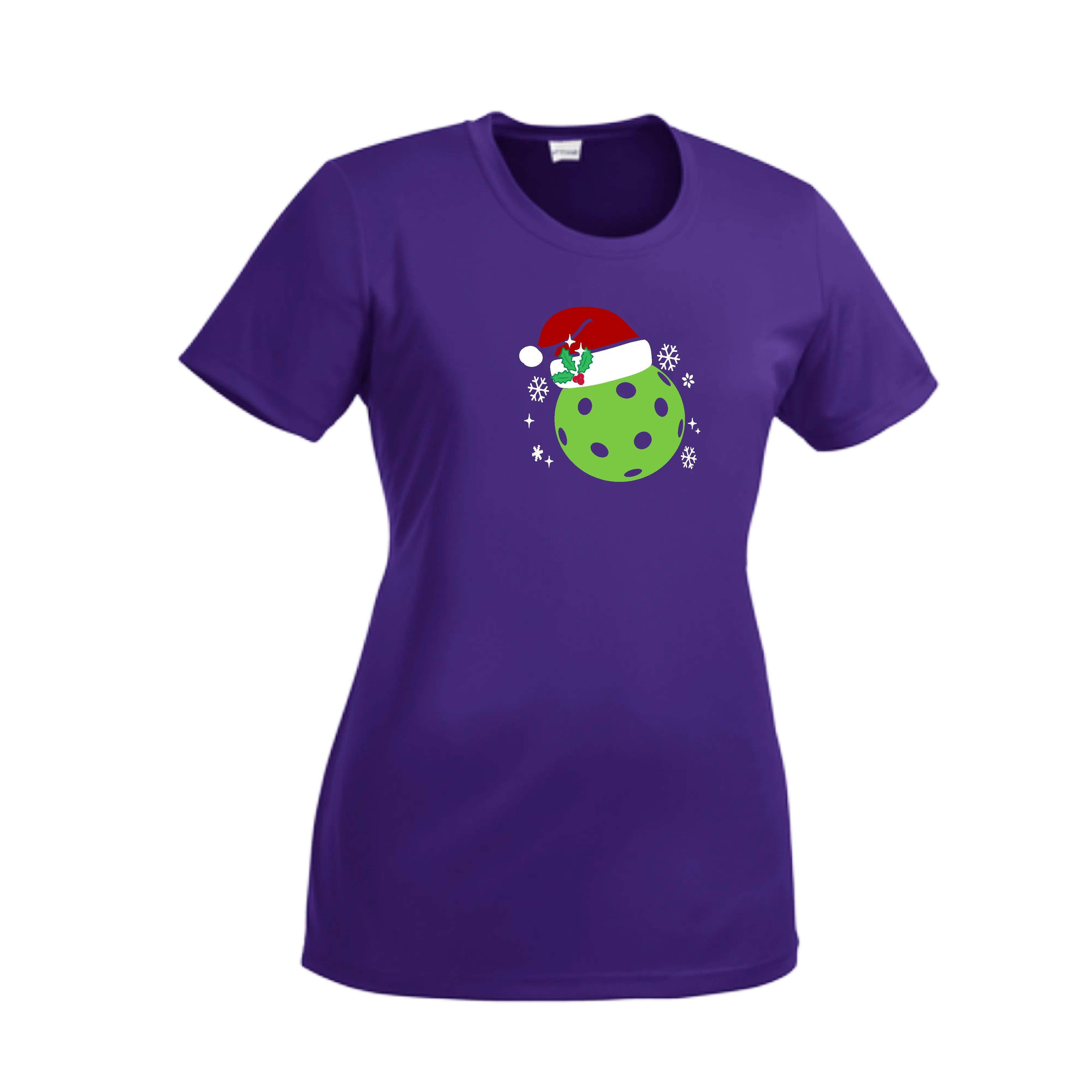 Santa Hat | Women’s Short Sleeve Crewneck Pickleball Shirts | 100% Polyester