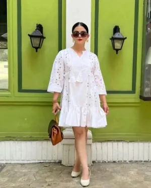 Schiffli embroidered Cotton Dress
