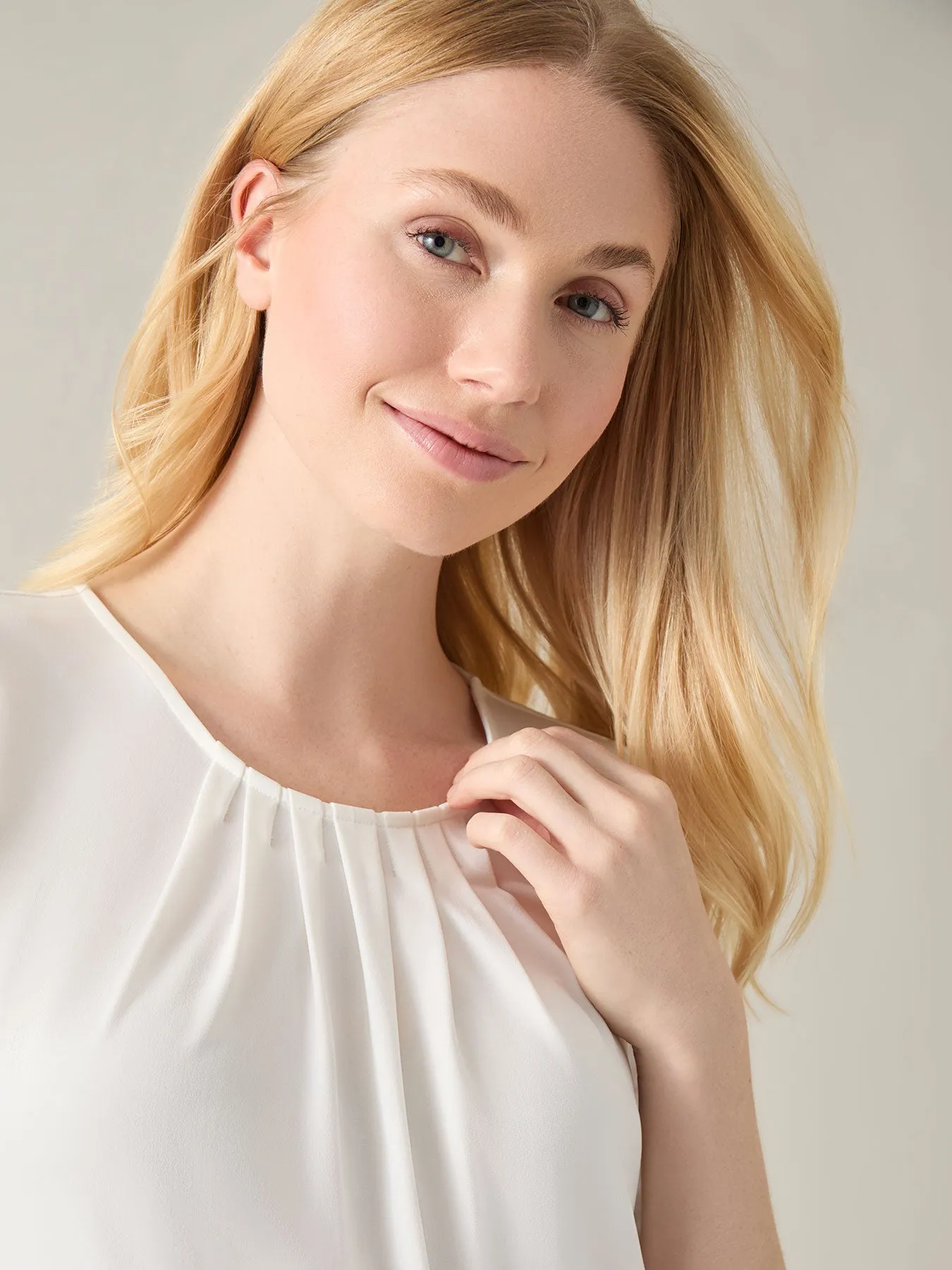 Short Sleeve Shirred Neck Top, Everyday Knit
