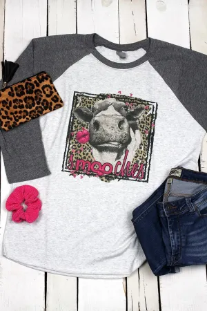 Smooches Cow Tri-Blend Unisex 3/4 Raglan