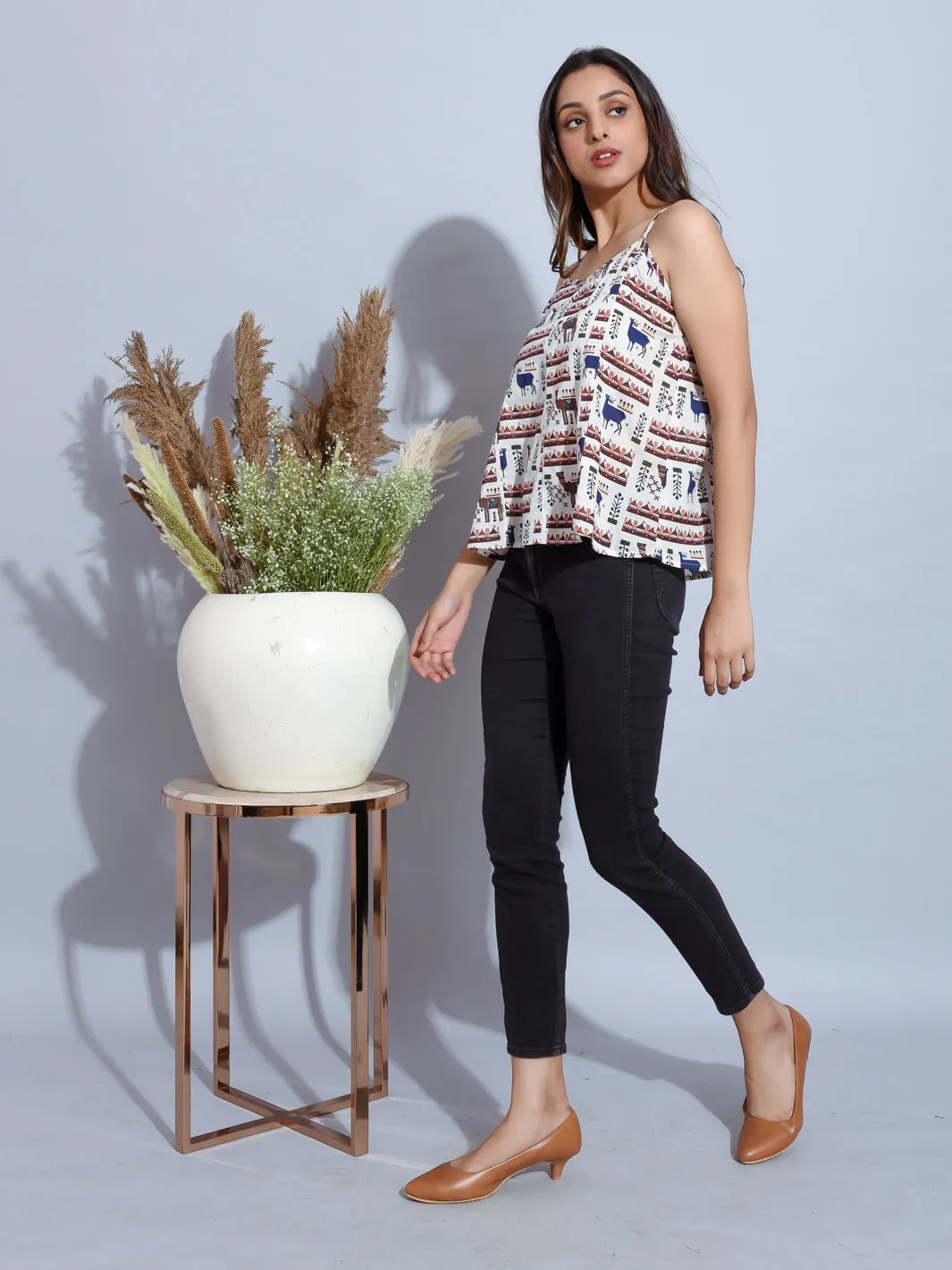 Strappy top with print
