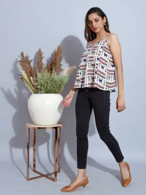 Strappy top with print
