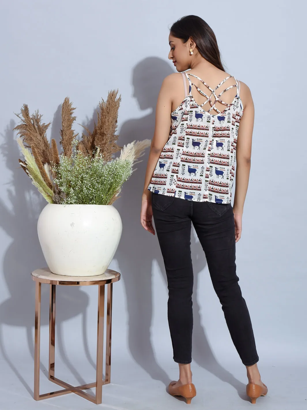 Strappy top with print