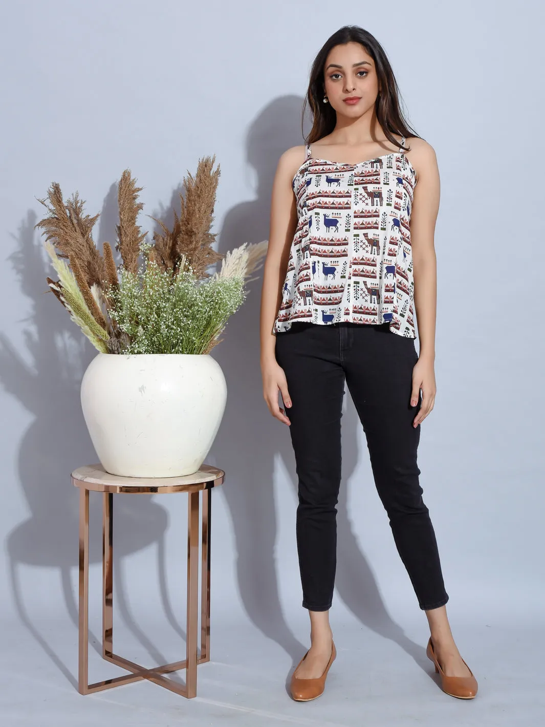 Strappy top with print