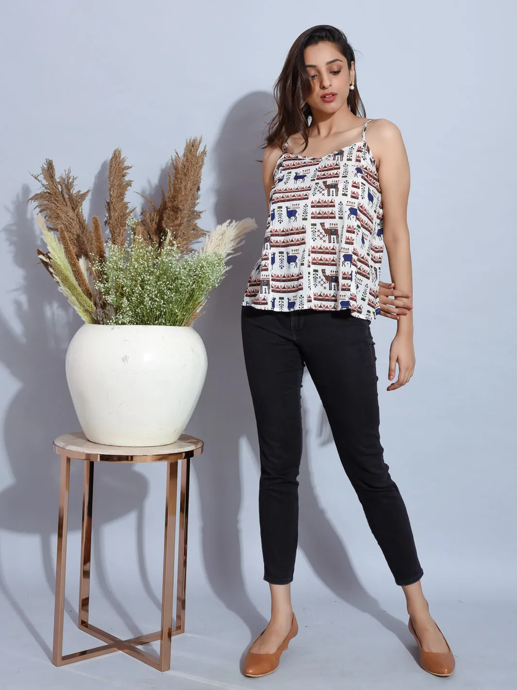 Strappy top with print