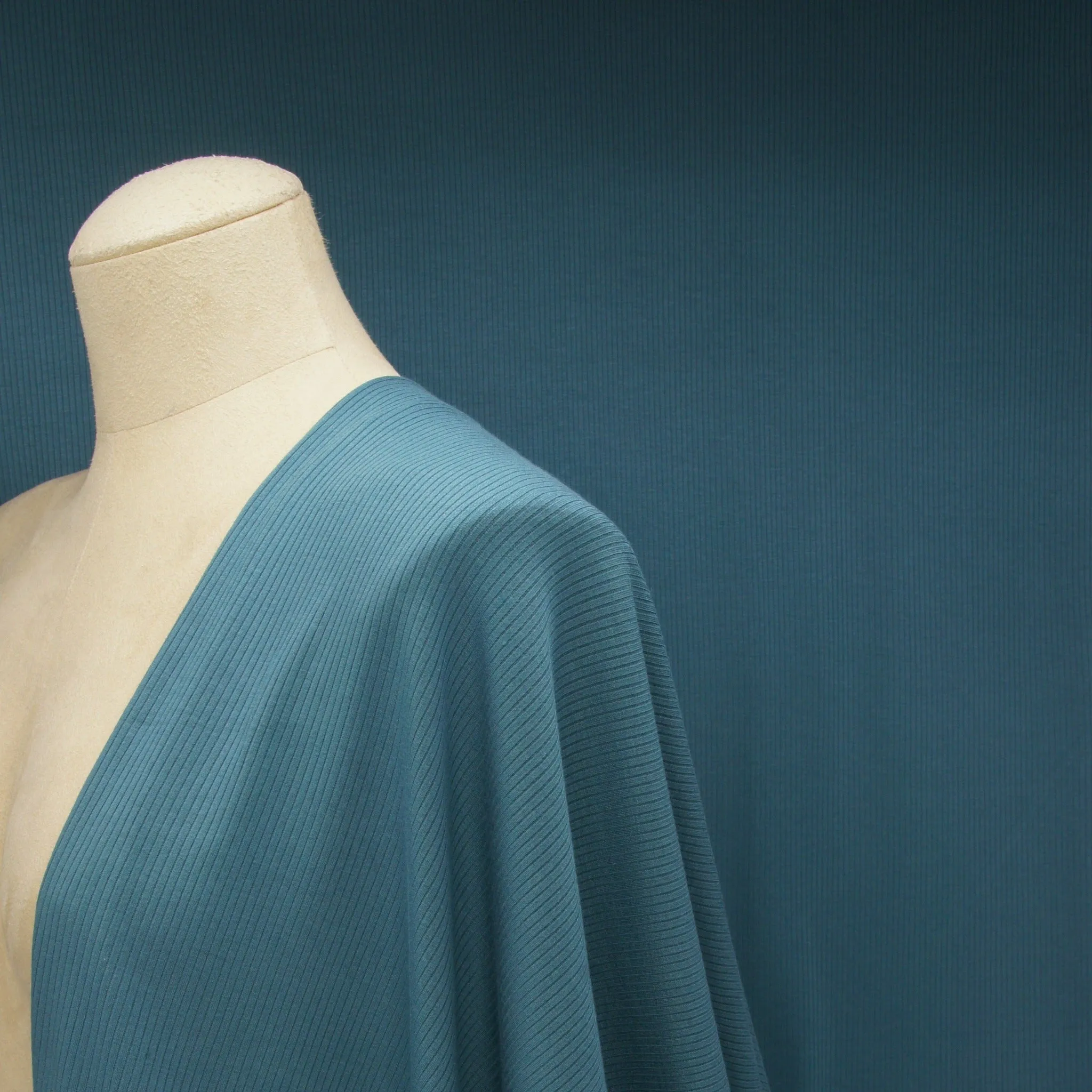 Tencel Modal Spandex Ribbed Knit - Teal Blue