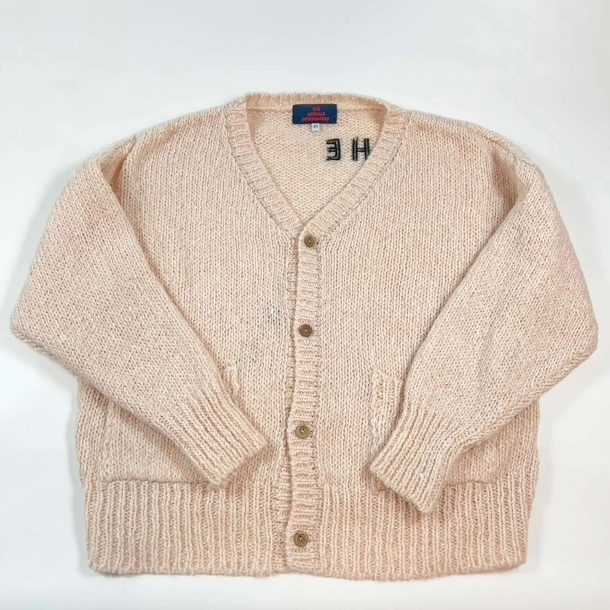 The Animals Observatory soft pink Rustic Peasant oversize cardigan 10Y