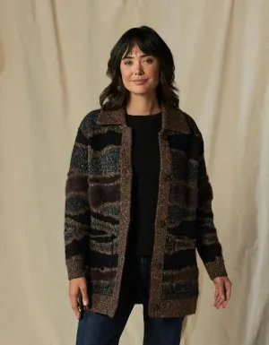 The Normal Brand Women's Mary Heritage Cardigan, Black Multi