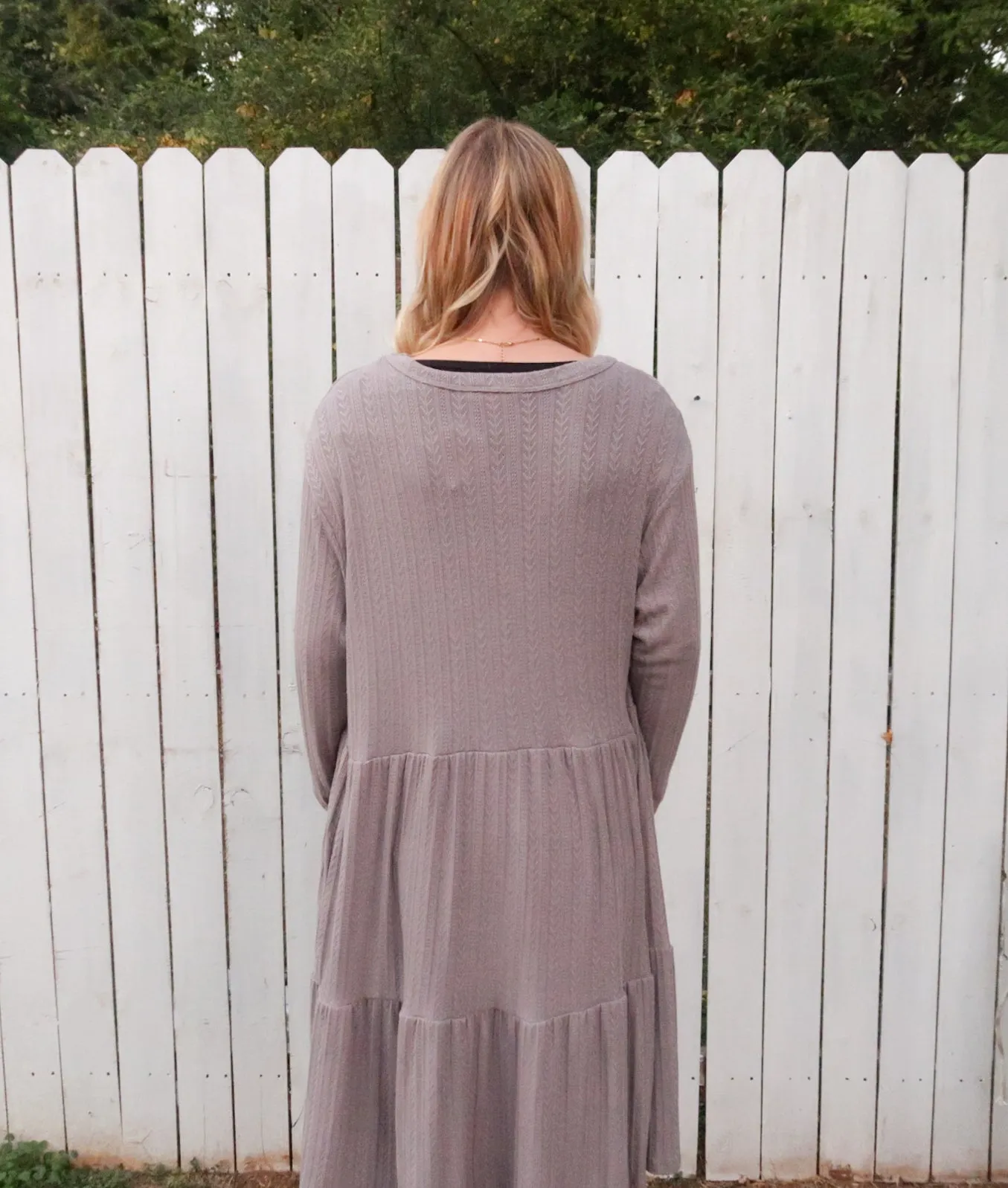 Tier Long Sleeve Duster Cardigan in Silver
