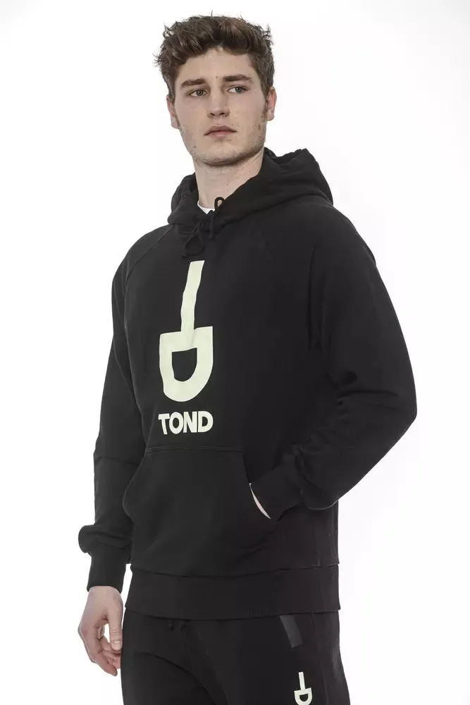 Tond Black Cotton Men Sweater with Hood
