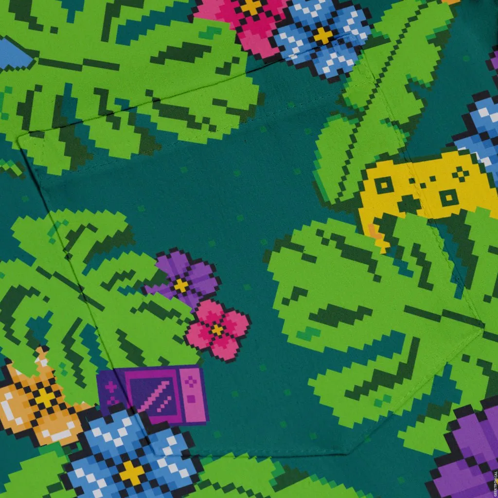 Tropical Video Game Pixels Button Up Shirt
