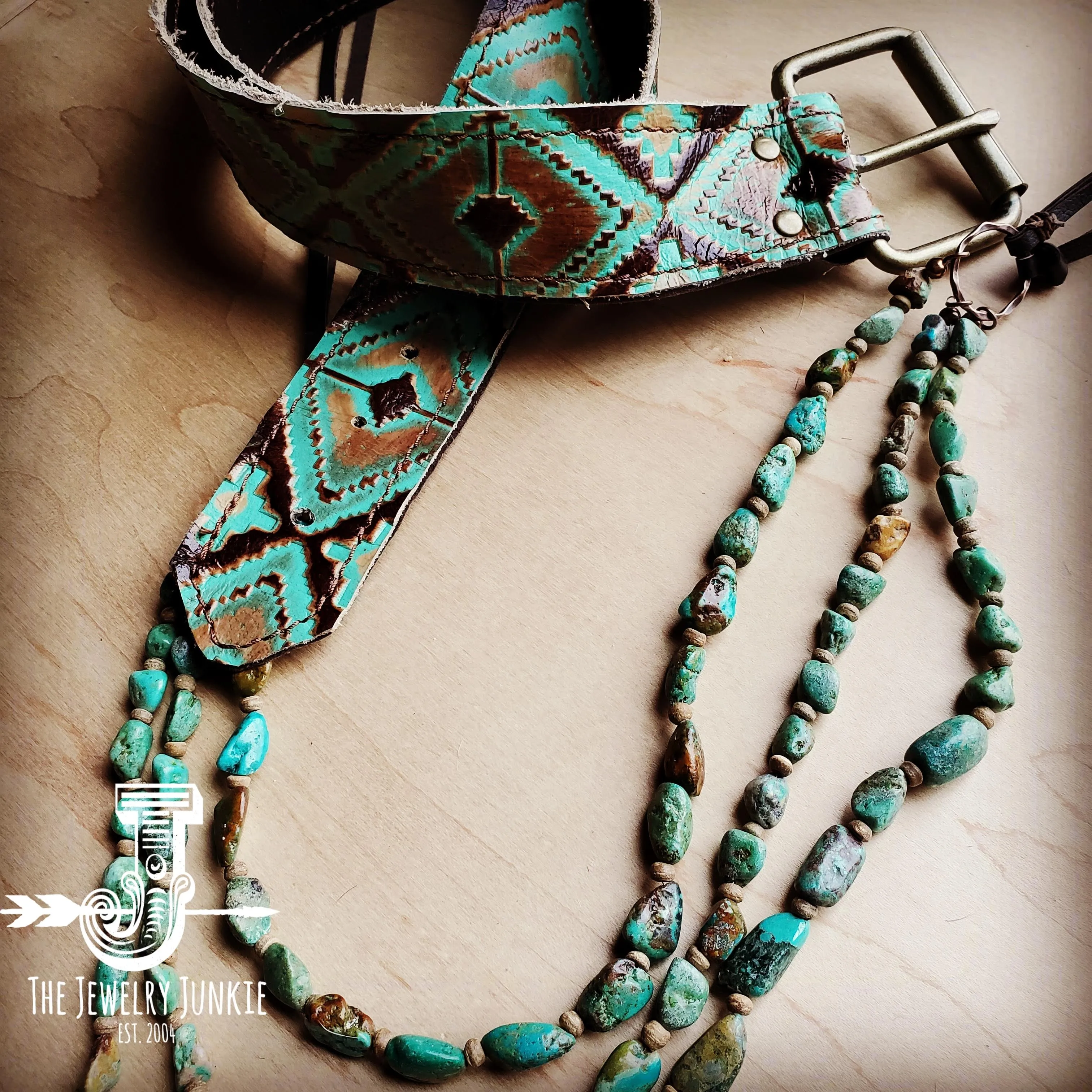 Turquoise Navajo Genuine Leather Belt 901j