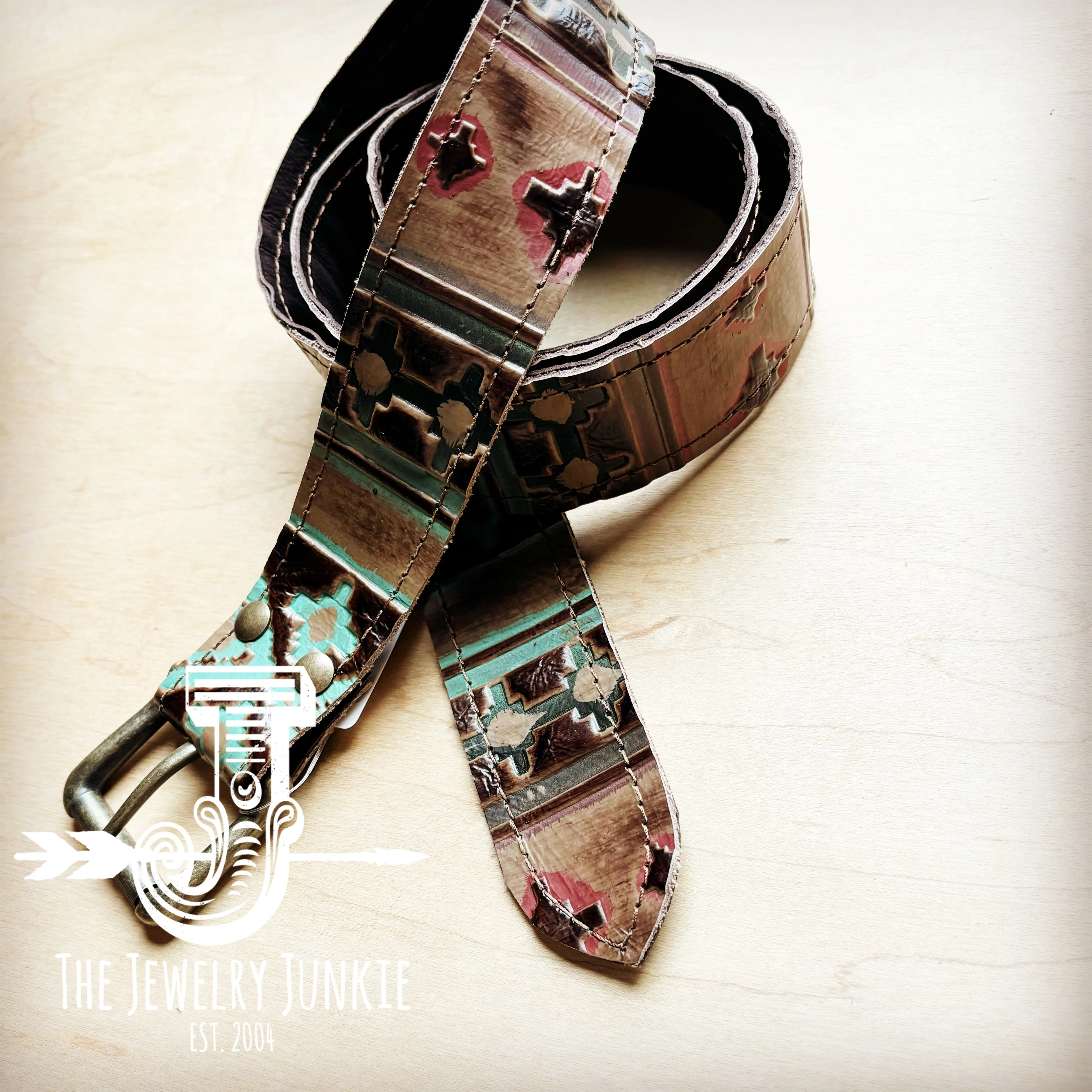 Turquoise Navajo Genuine Leather Belt 901j