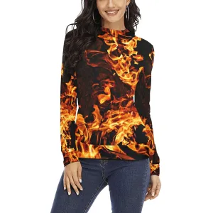 Turtle Neck Fire Flames Pullover,Gift for Christmas/Thanksgiving/Birthday/Graduation/Halloween/Housewarming/New Year/Anniversary/Back2School