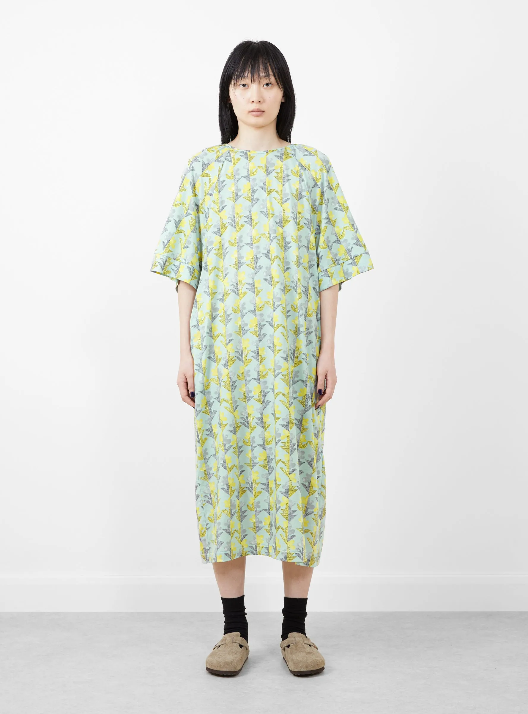 Twin Flower Jersey Dress Light Blue