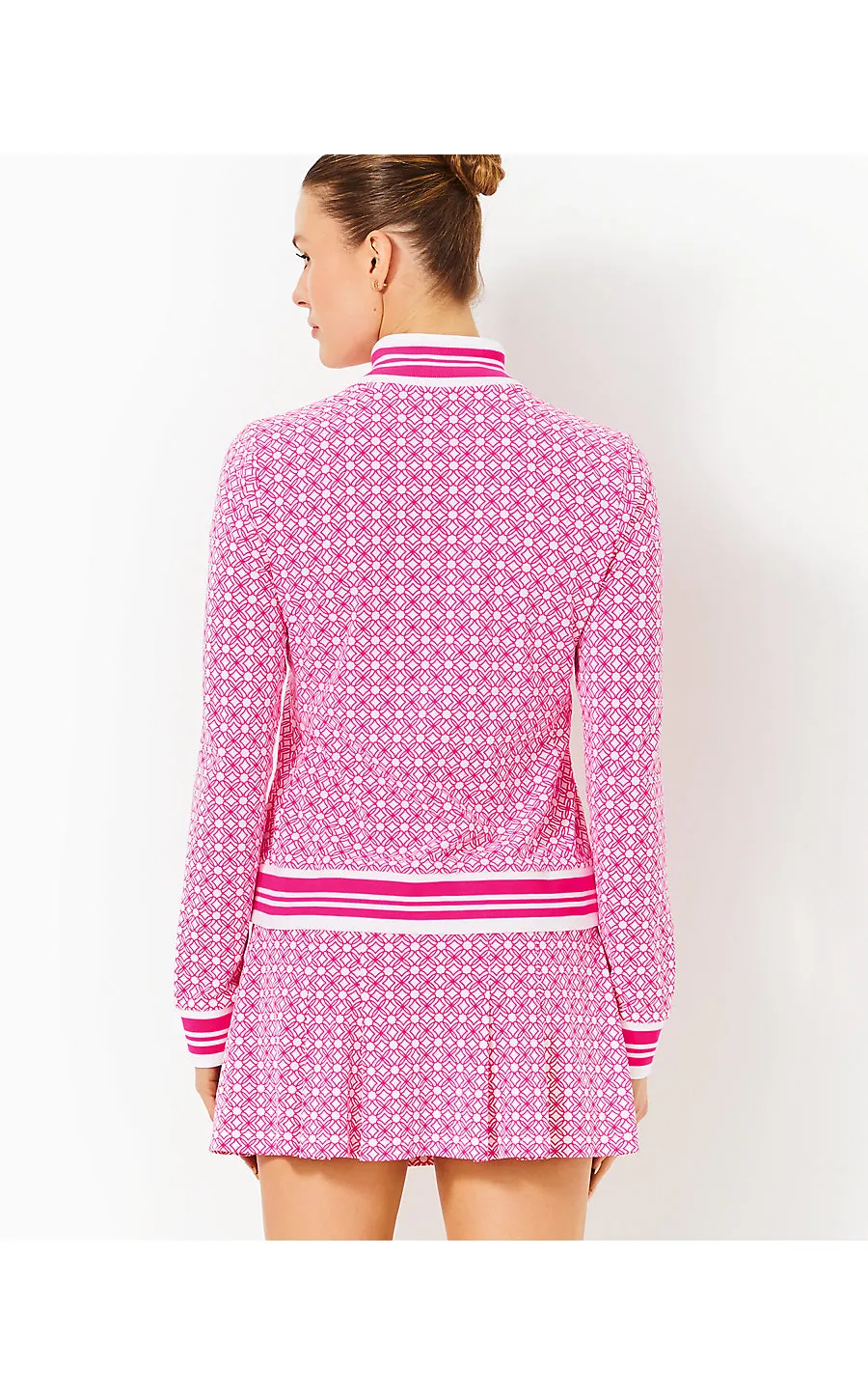 UPF 50  Luxletic Regate Jacket - Passion Fruit Pink X Resort White - Butterfly Pattern