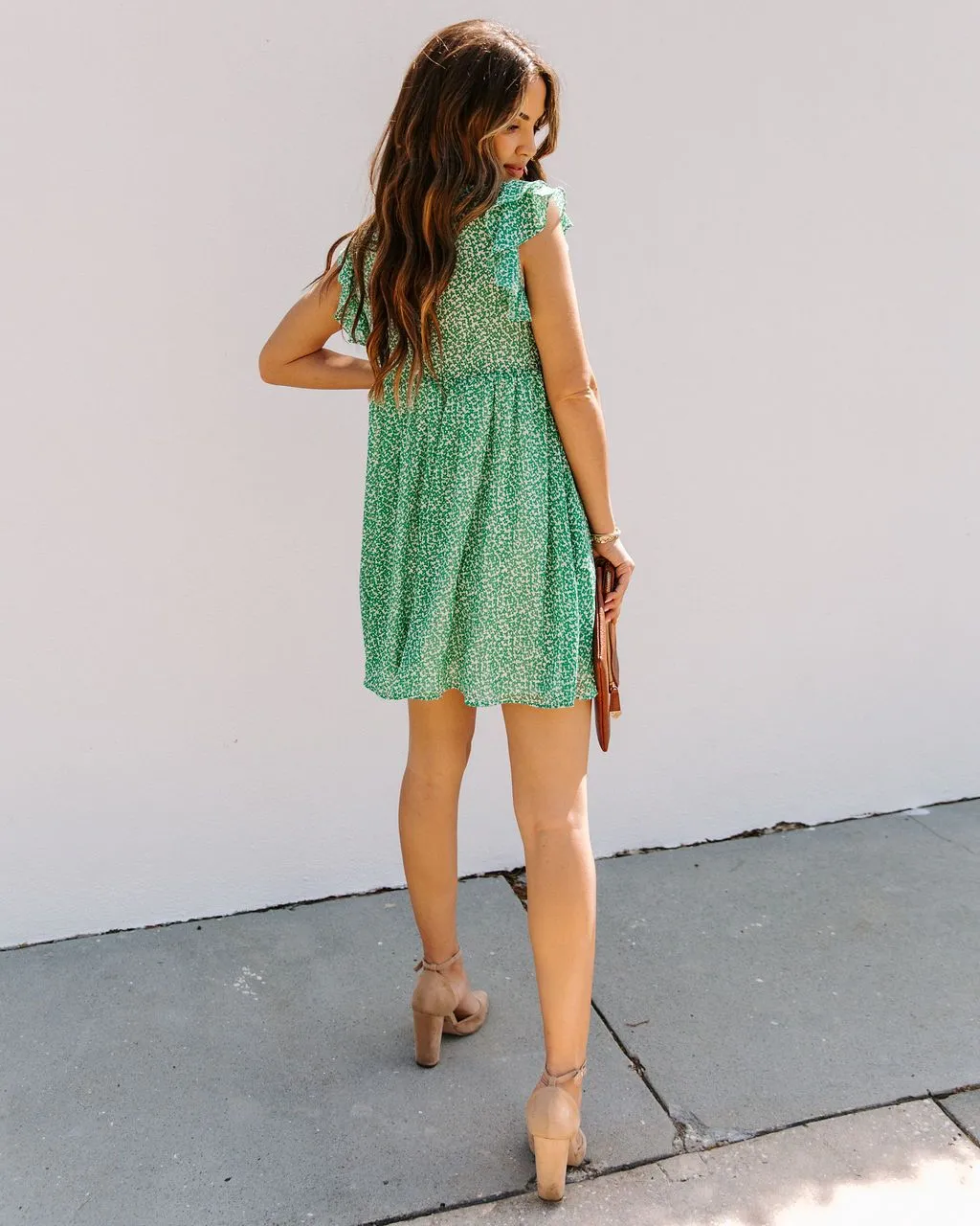 V-Neck Printed Chiffon Maxi Dress