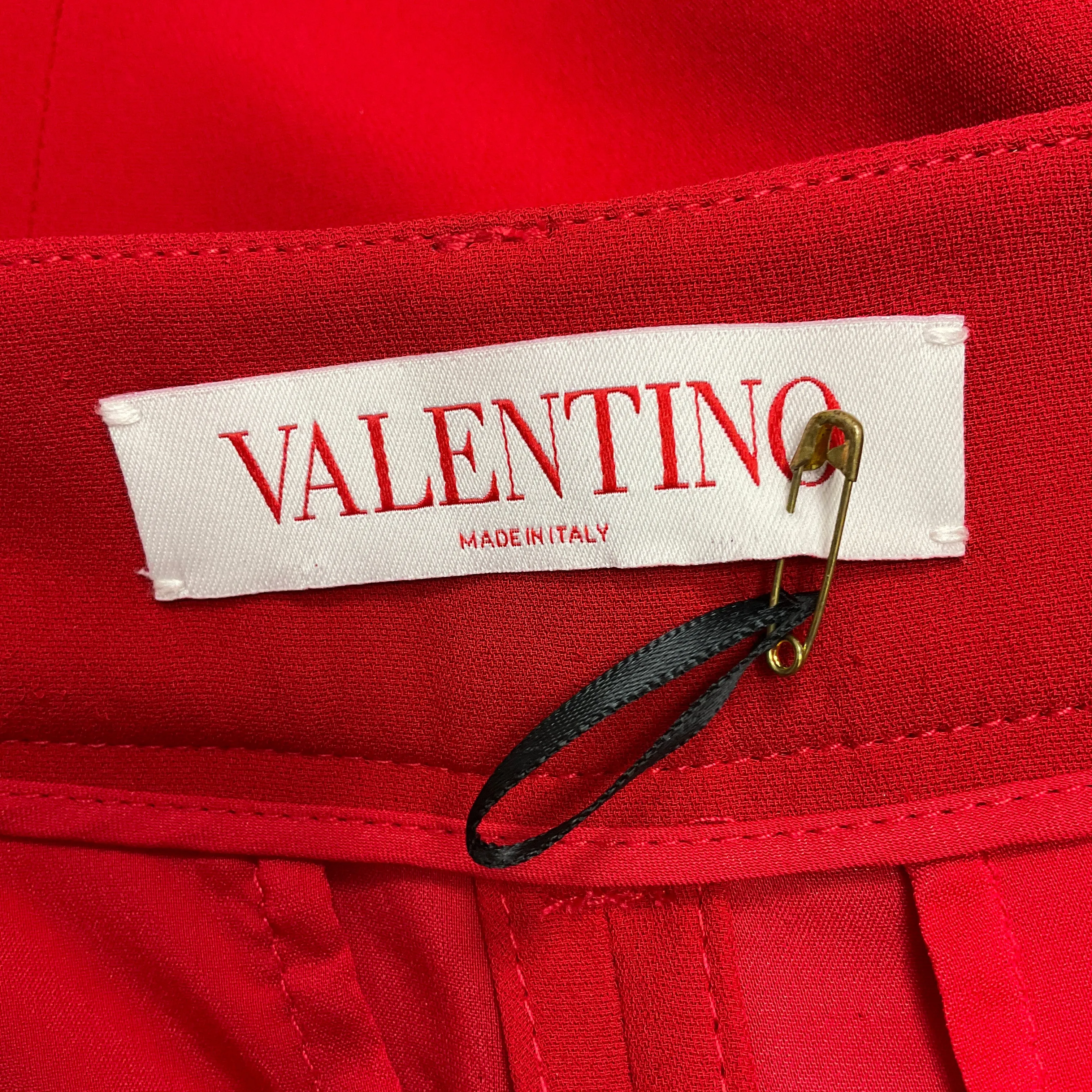 Valentino Red 2024 High-Waist Silk Trousers