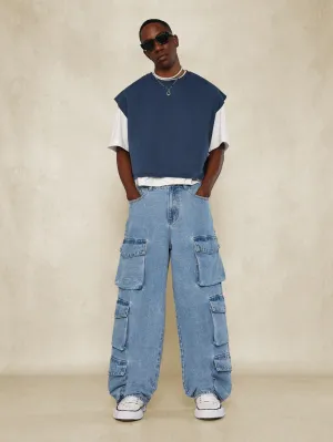 Washed Loose Fit Multi-Pocket Denim Jeans