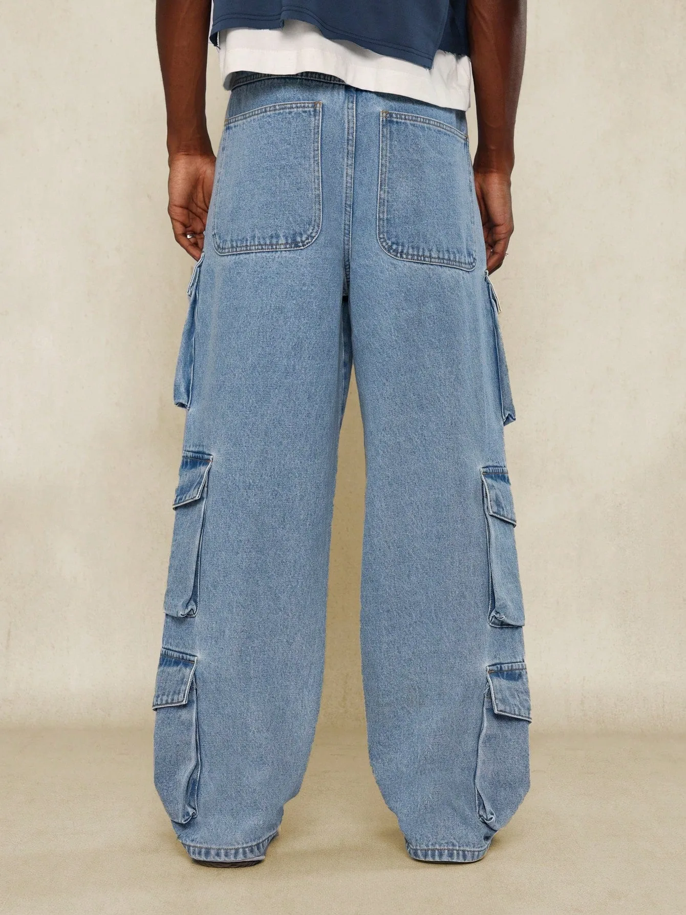 Washed Loose Fit Multi-Pocket Denim Jeans