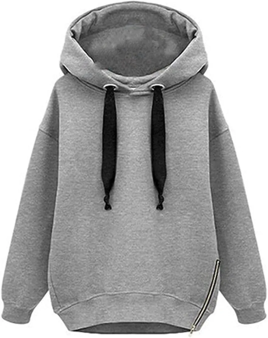 Womens Hoodies Pullover Thick Casual Winter Warm Fleece Sherpa Lined Hooded Drawstring Sweatshirt Sweater Pockets