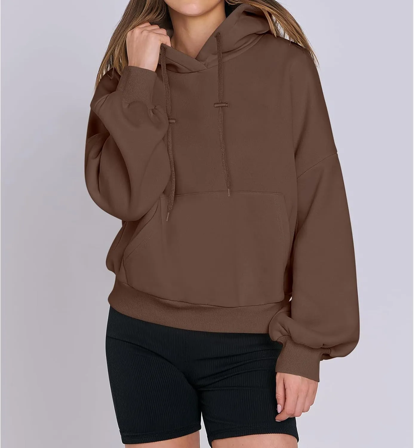 Women's Oversized Hoodies Lantern Sleeve Fleece Sweatshirts Fall Loose Pullover Teen Girls Preppy Top Clothes