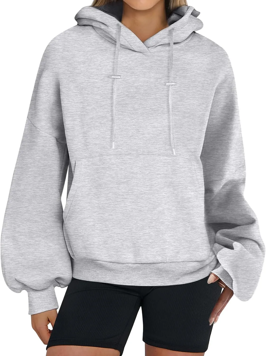 Women's Oversized Hoodies Lantern Sleeve Fleece Sweatshirts Fall Loose Pullover Teen Girls Preppy Top Clothes