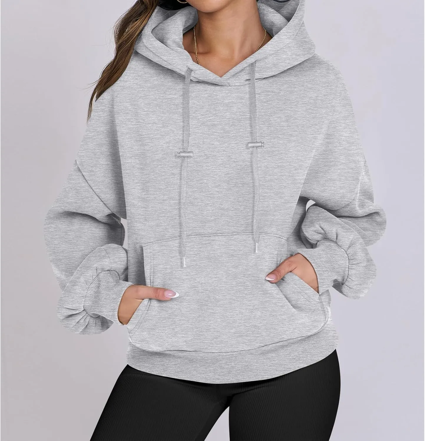 Women's Oversized Hoodies Lantern Sleeve Fleece Sweatshirts Fall Loose Pullover Teen Girls Preppy Top Clothes