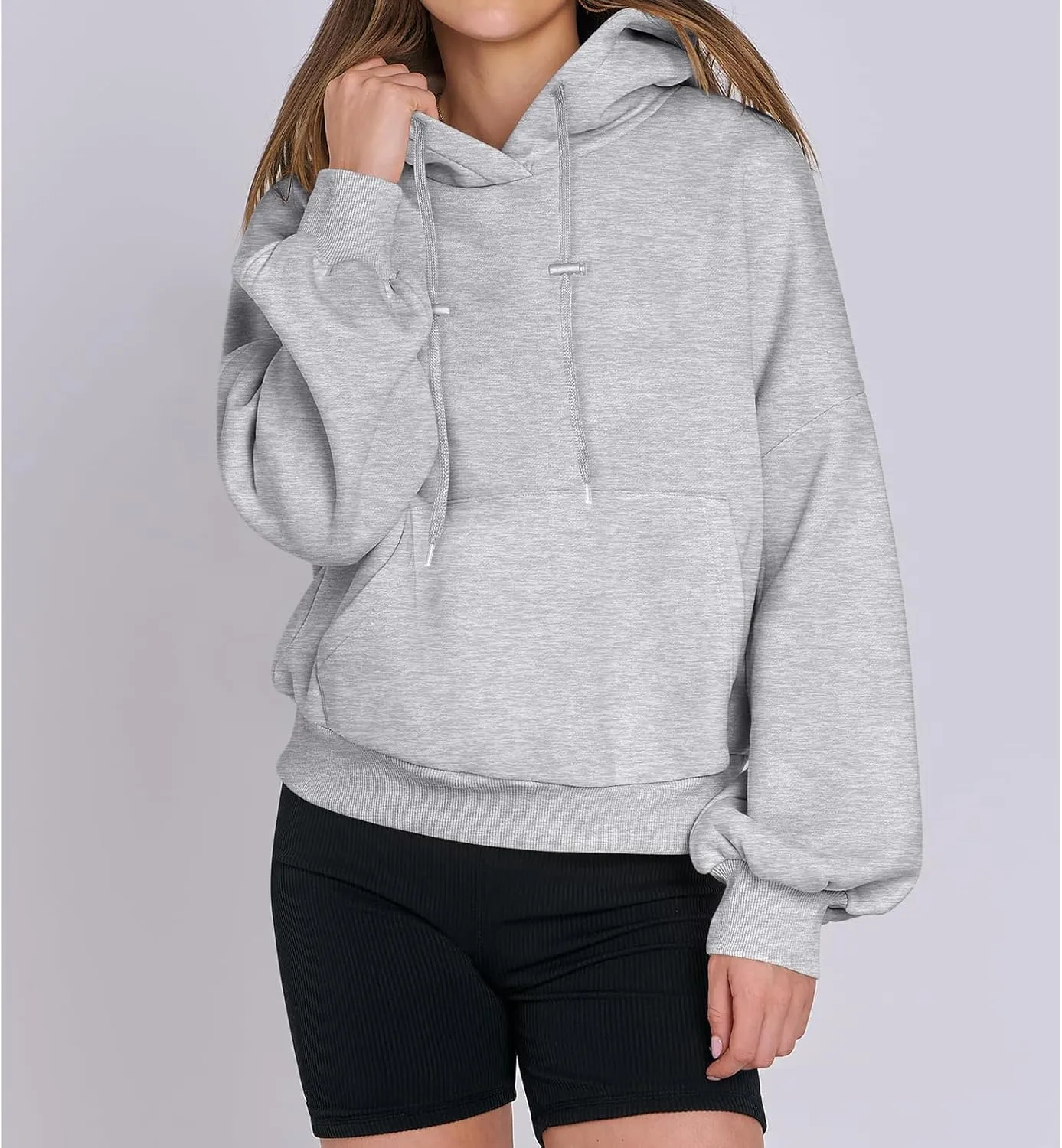 Women's Oversized Hoodies Lantern Sleeve Fleece Sweatshirts Fall Loose Pullover Teen Girls Preppy Top Clothes