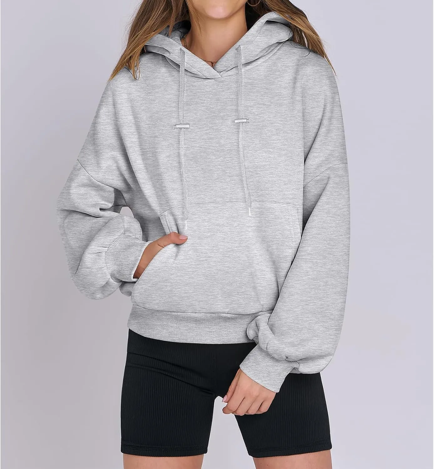 Women's Oversized Hoodies Lantern Sleeve Fleece Sweatshirts Fall Loose Pullover Teen Girls Preppy Top Clothes