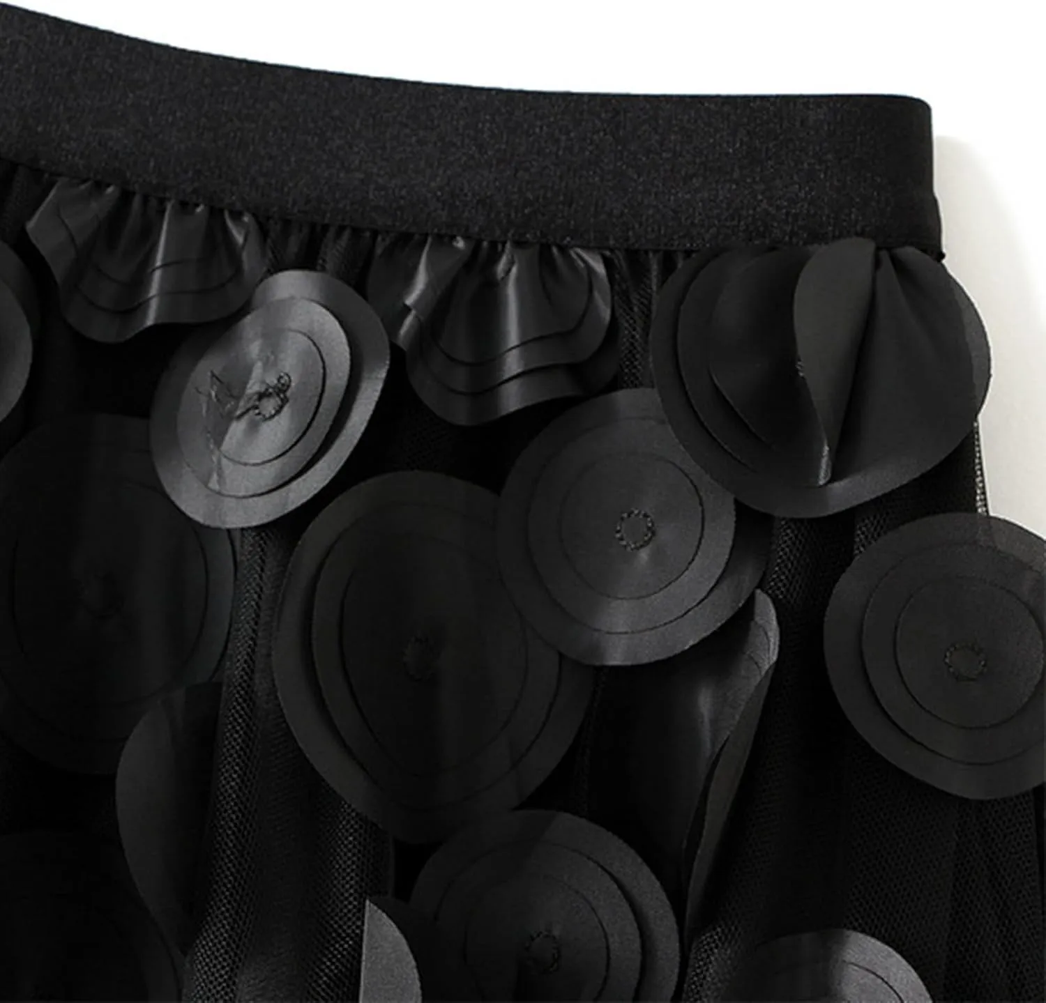Women's Tulle Midi Skirt Polka Dot Elastic High Waist Mesh Tutu Skirts Solid Color Fairy A-line Party Clubwear Skirt